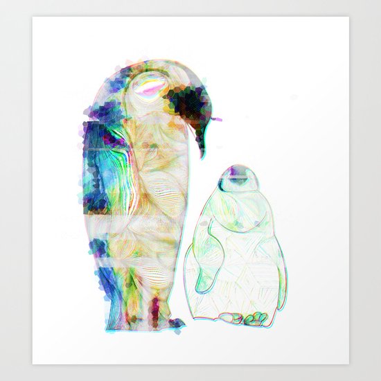 Remix Emperor Penguins Art Print