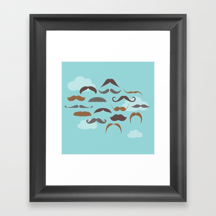 Mustaches in the Sky Framed Art Print
