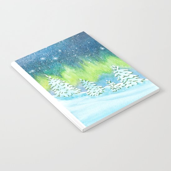 Winter Aurora Landscape Notebook