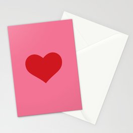 Red Heart on Pink Stationery Card