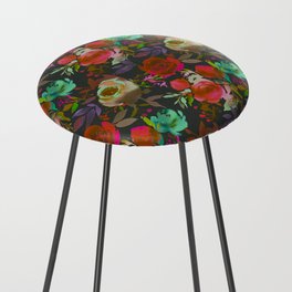 Watercolor Gray Pink Red Purple Mint Green Botanical Flowers Counter Stool