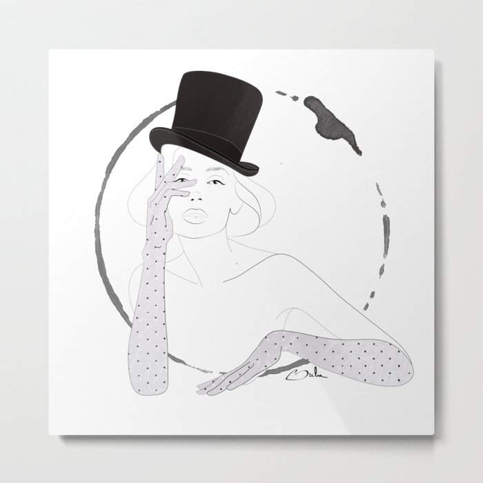 French Lady With The Top Hat Fashion Illustration Metal Print