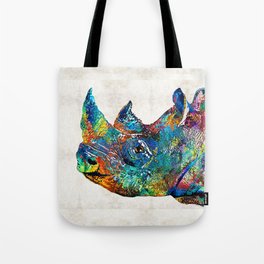 Rhino Rhinoceros Art - Looking Up - By Sharon Cummings Tote Bag