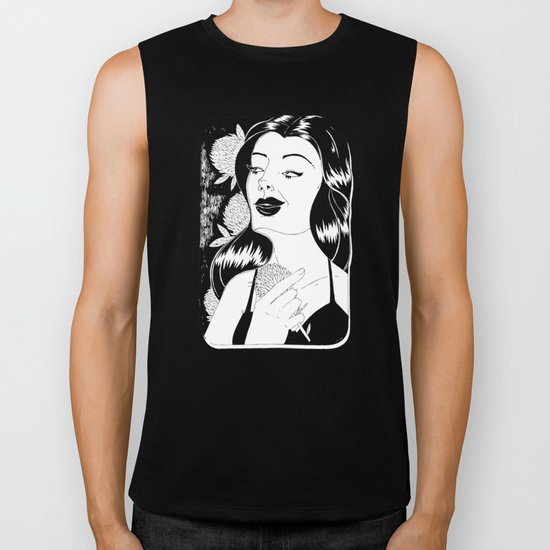 Girl with flower Biker Tank