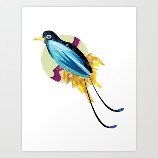 Blue Bird of Paradise Art Print