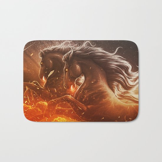 Fire with Horses Bath Mat