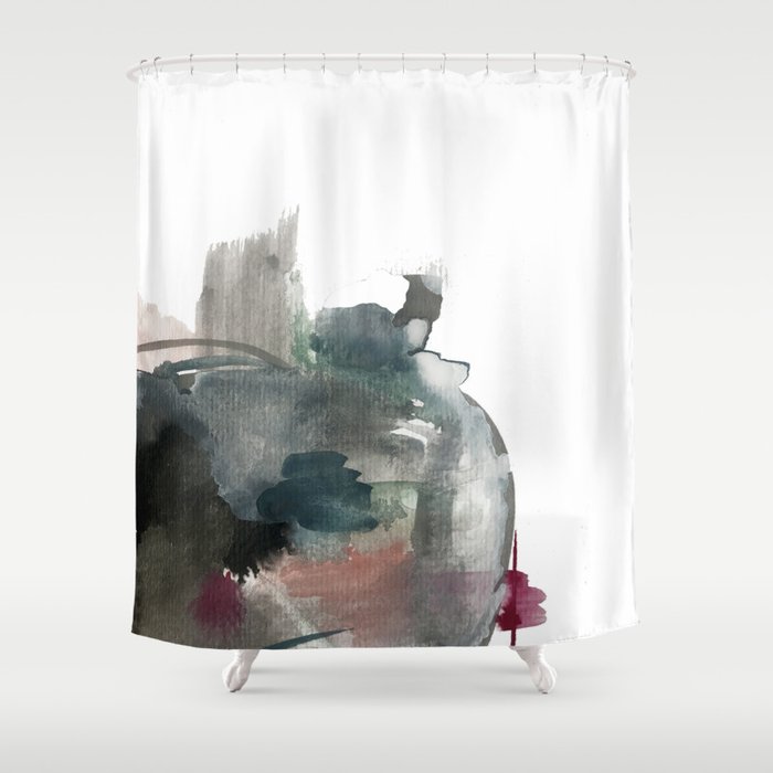 Begin: a minimal abstract mixed media piece Shower Curtain