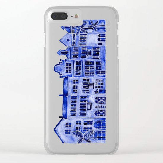 Row of Houses – Navy Palette Clear iPhone Case