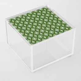 Green and White Native American Tribal Pattern Acrylic Box