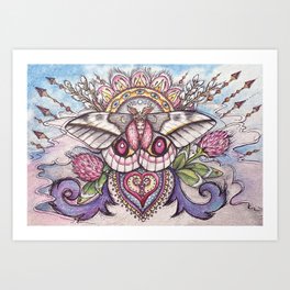 Pink Clovered Moth Art Print