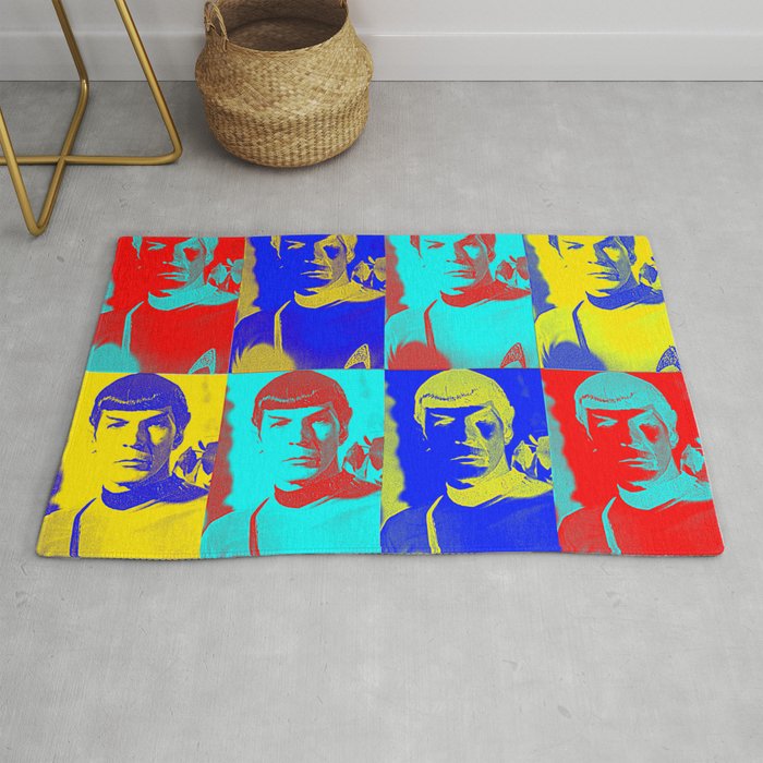 Science Officer Spock Andy Warhol Remix Rug By Invaderdig Society6 Science Officer Spock Andy Warhol