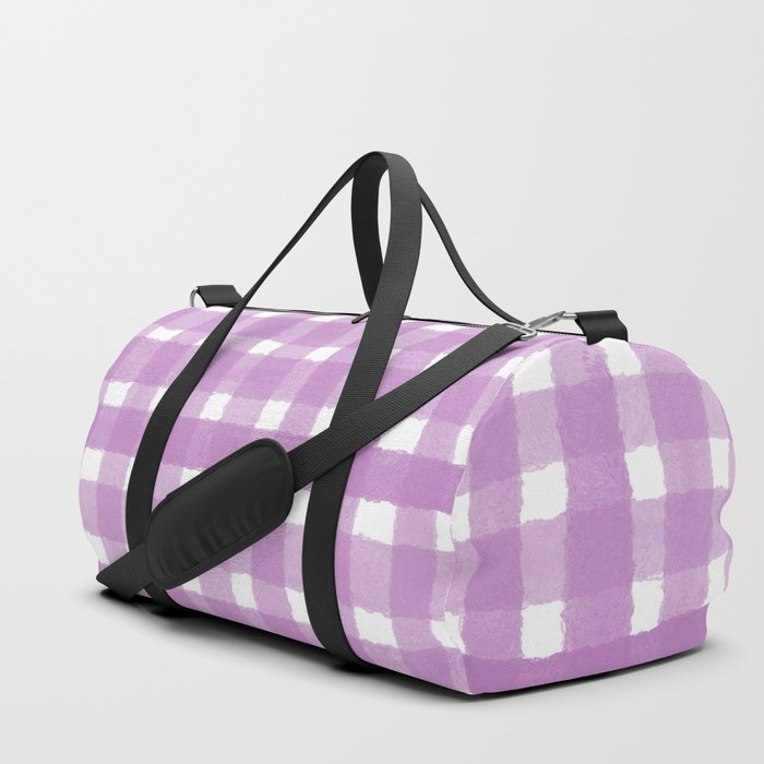Pink Watercolour Farmhouse Style Gingham Check Duffle Bag