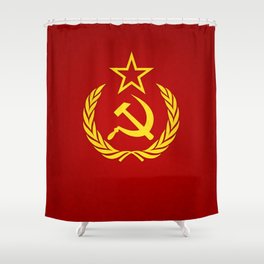 Hammer and Sickle Textured Flag Shower Curtain