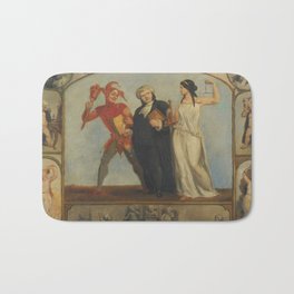 Archibald Henning - Portrait of Renton Nicholson with Allegorical Scenes and Figures (1850s) Bath Mat | Oil, Figure, Art, Allegory, Portrait, Painting, Genre, Scene 