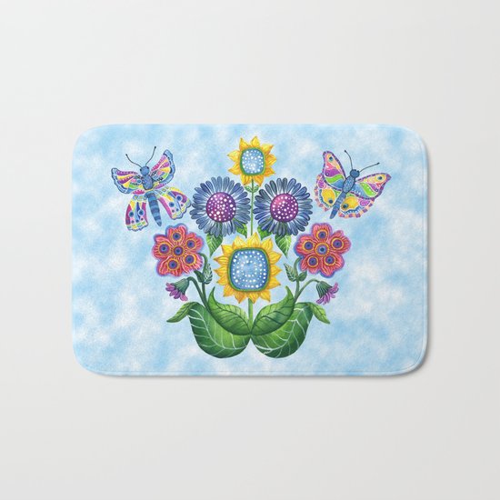 Butterfly Playground on a Summer Day Bath Mat