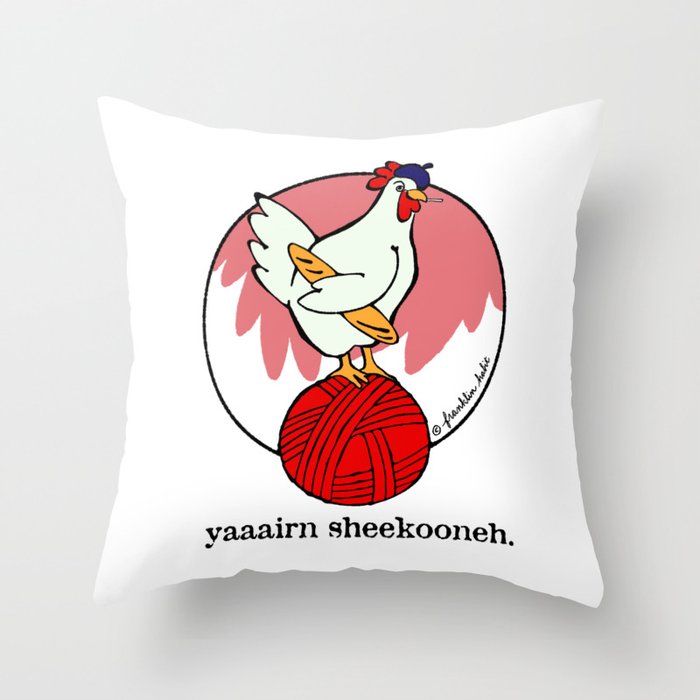 French Yarn Chicken Throw Pillow