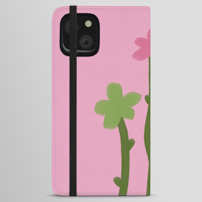 Growing Groove - Retro Flowers on Pink iPhone Wallet Case