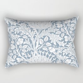 William Morris Vintage Artichoke Powder Blue White Floral Rectangular Pillow