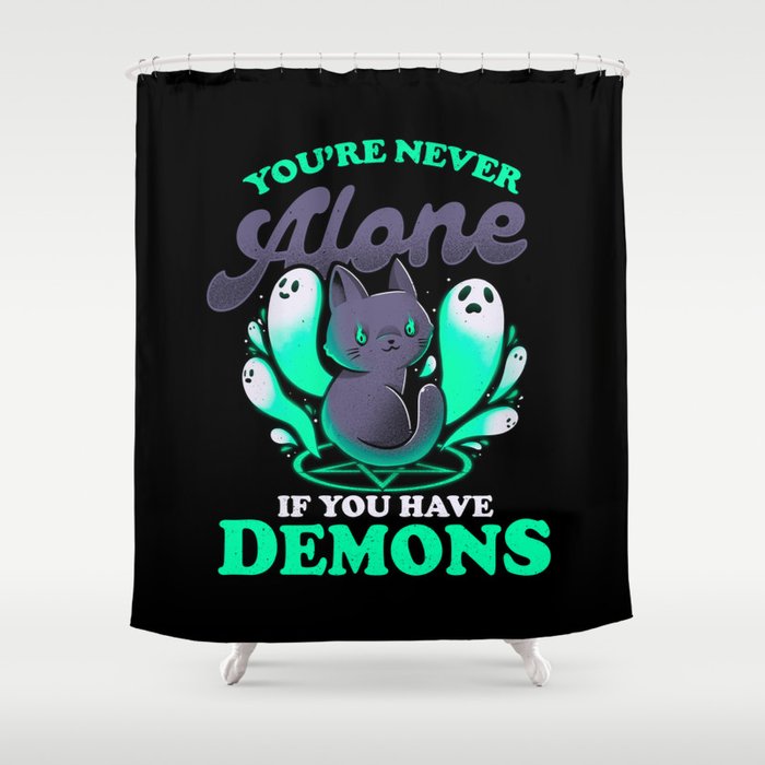 Me And My Demons - Cute Evil Cat Gift Shower Curtain