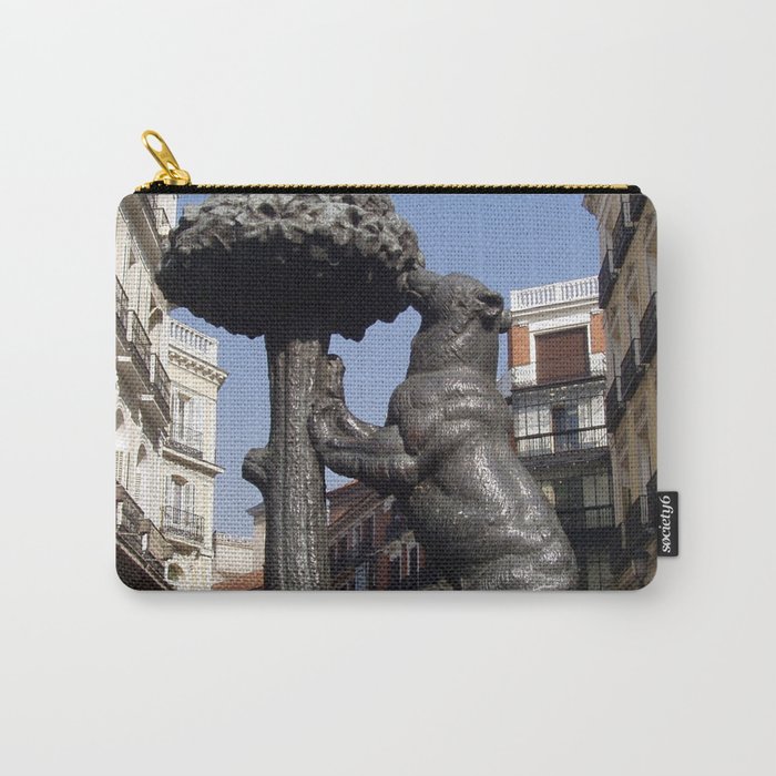 Spain Photography - The Bear And The Strawberry Tree Sculpture  Carry-All Pouch