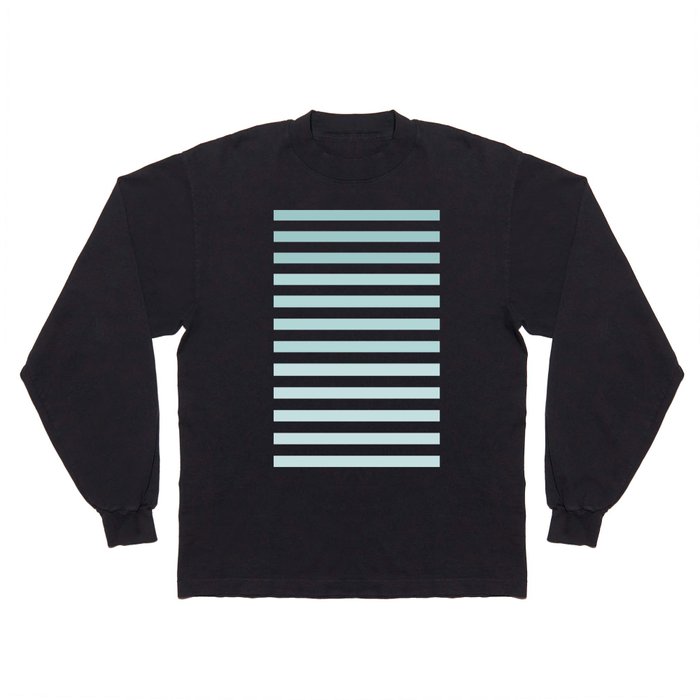 Pastel blue horizontal stripes in ombre pattern Long Sleeve T Shirt