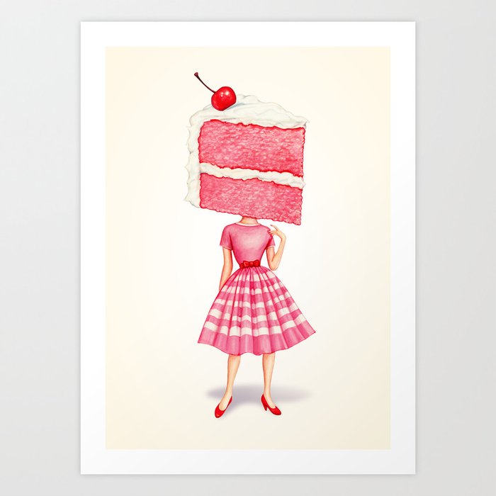 Cake Head Pin Up Cherry Art Print By Kelly Gilleran Society6
