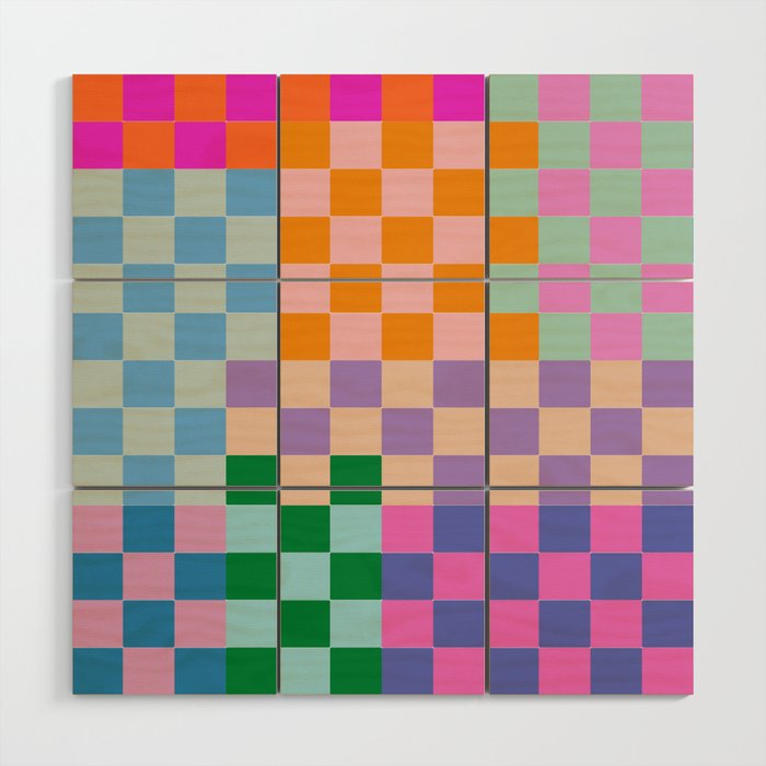 Checkerboard Collage Wood Wall Art