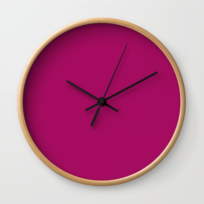 Jazzberry Jam Purple Solid Color Popular Hues Patternless Shades of Magenta Collection Hex #a50b5e Wall Clock
