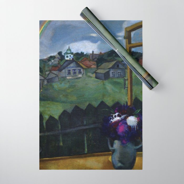 View from the Window, rainbow flower vase Vitebsk, 1908 by Marc Chagall Wrapping Paper