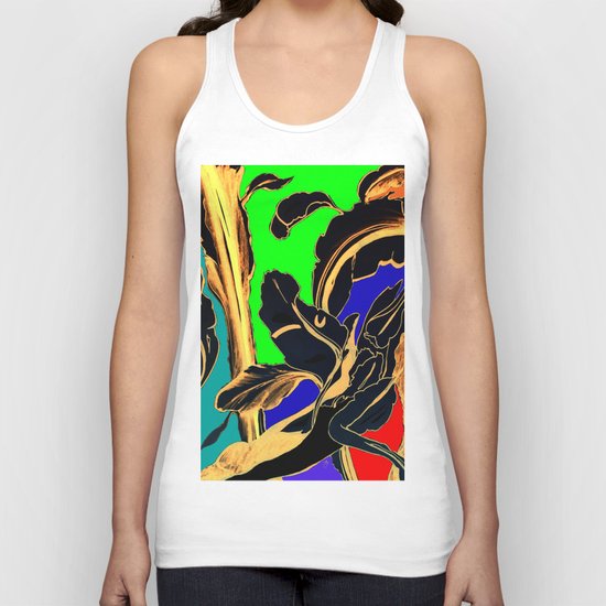 Blue Green Orange Black and Gold, Stand Up Red Unisex Tank Top