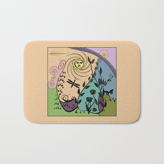 Garden in Summer Sun Bath Mat