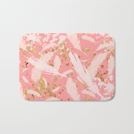 Feather peacock peach gold #9 Bath Mat
