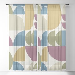 Geometry color arch shapes composition 2 Sheer Curtain