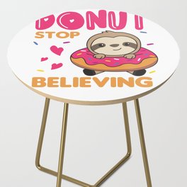 Cute Sloth Funny Animals In Donut Pink Side Table