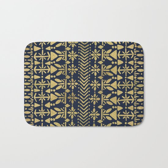 Norwegian Pattern – Gold on Navy Bath Mat