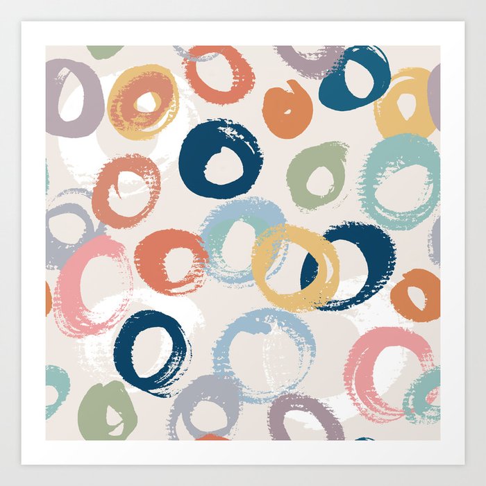 Colourful Circle Swirls | Pattern Art Print