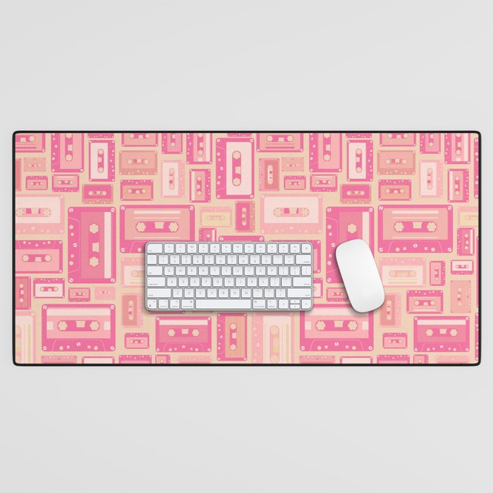 Colorful pink music audio cassette  Desk Mat
