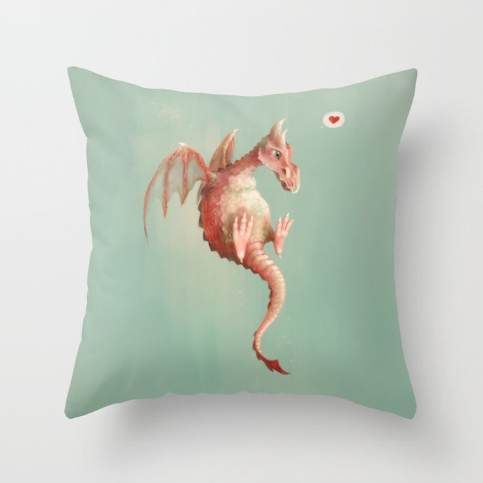 Fruit Dragons: Strawberry Throw Pillow