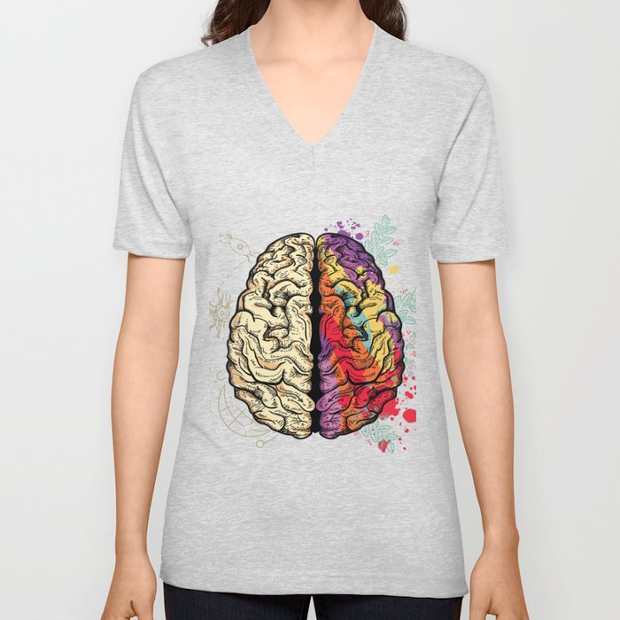 Intellectual/Creative Brain Anatomy  V Neck T Shirt
