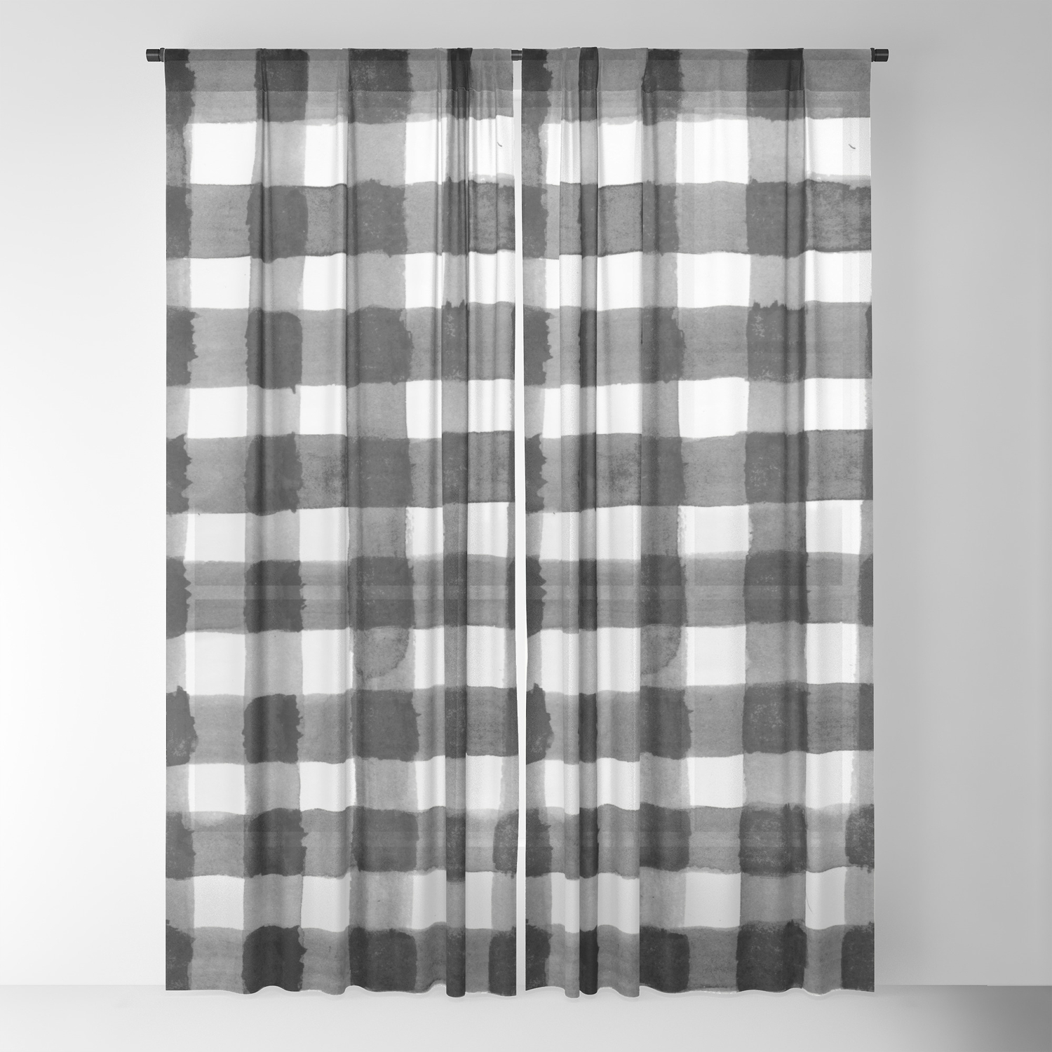 Black And White Gingham Sheer Curtain By Gingermusestudio Society6