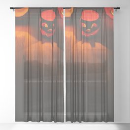 Halloween Jack-o-Lantern Pumpkins Sheer Curtain