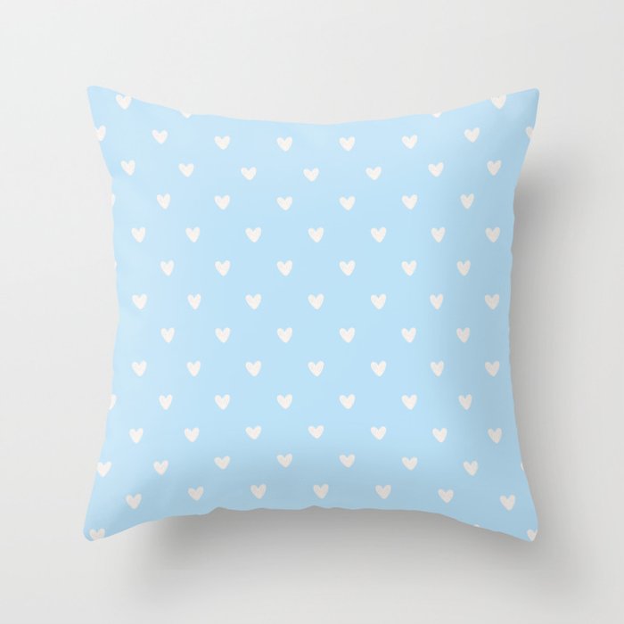 Light Blue Heart Pattern Throw Pillow