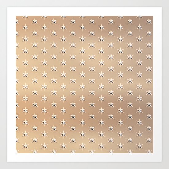 silver star pattern on gold Art Print