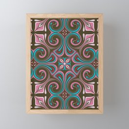Retro Turquoise & Pink Mediterranean Design Framed Mini Art Print