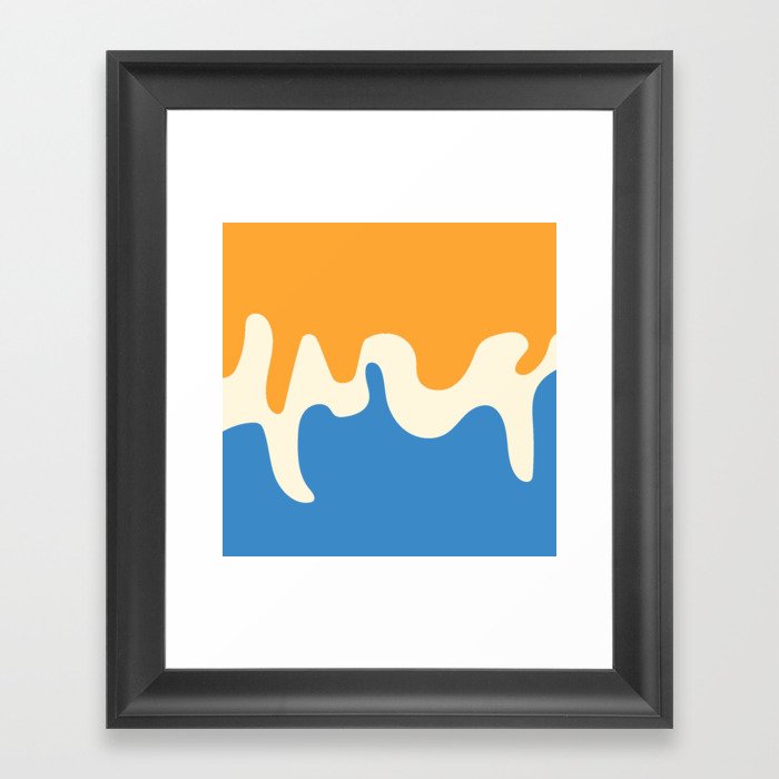 Viscous - Blue Orange Colourful Abstract Art Pattern Design Framed Art Print