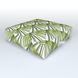 Art Deco Tropical Beach Palm Vacation Green On White Outdoor Floor Cushion