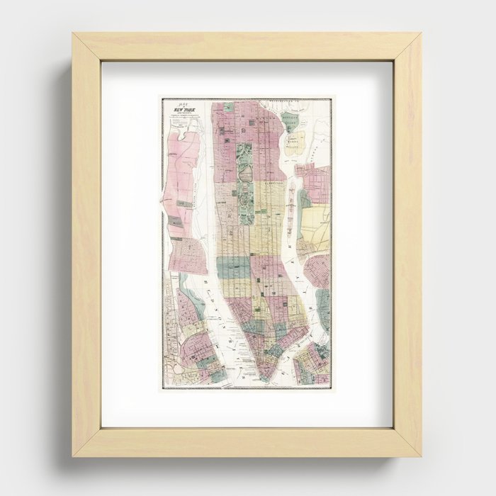 Map of New York and Vicinity (1869) by Matthew Dripps. Recessed Framed Print