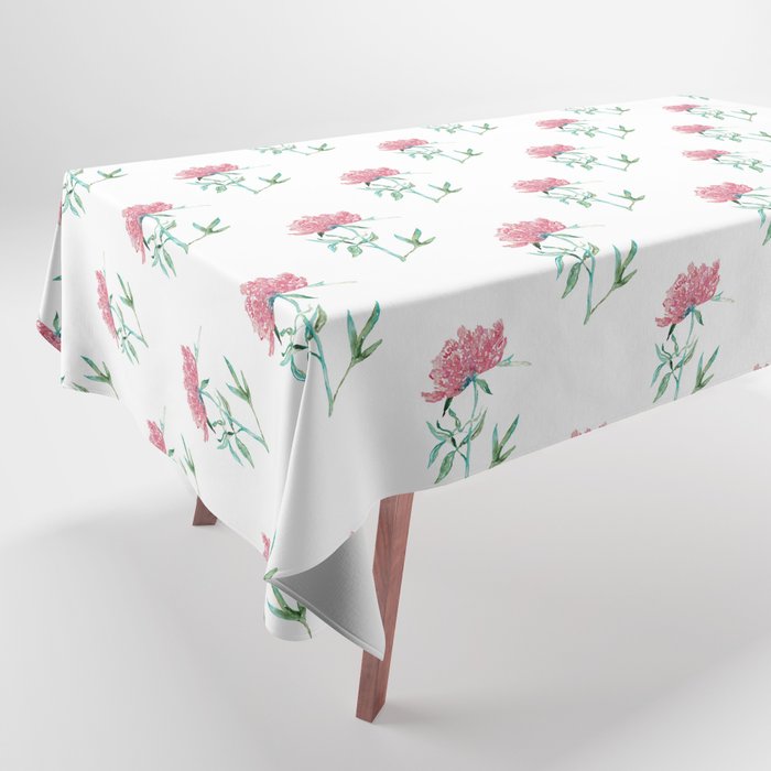 Peony flower Painting Red Green Abstract Tablecloth