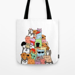 Cute Cats and Dogs Doodle Tote Bag