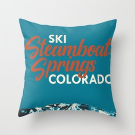 Steamboat Springs Vintage Ski Poster Throw Pillow